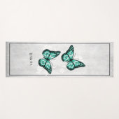 Blauwgroen vlinder Floral Yoga Mat (Voorkant (horizontaal))