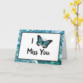 Blauwgroen vlinder | Ik Miss U Kaart (Gele Bloem)