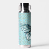 Blauwgroen vlinder in het hek waterfles (Voorkant)