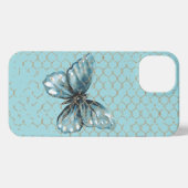 Blauwgroen vlinder in het ontwerp van de kettingko iPhone hoesje (Achterkant horizontaal)