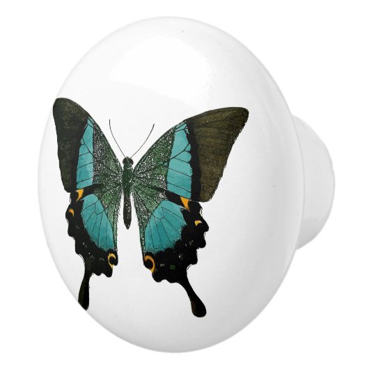 Blauwgroen vlinder keramische knop (Rechts)