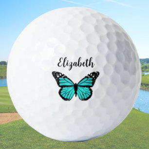 blauwgroen vlinder met aangepaste naam dames golfballen