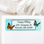  Blauwgroen vlinder retour adreslabel Etiket (Insitu)