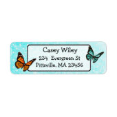  Blauwgroen vlinder retour adreslabel Etiket (Voorkant)