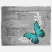 Blauwgroen vlinder Rustige, speciaal voor de vaar  Fleece Deken (Voorkant (Horizontaal))