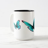 Blauwgroen vlinder tweekleurige koffiemok (Voorkant links)