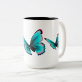 Blauwgroen vlinder tweekleurige koffiemok (Voorkant rechts)