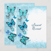 Blauwgroen vlinder van aqua blue waterverf kaart (Voorkant / Achterkant)