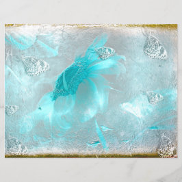 Blauwgroen vlinderbloem Zilver  Antiek