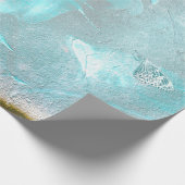 Blauwgroen vlinderbloem Zilver  Antiek Cadeaupapier (Hoek)