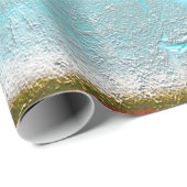 Blauwgroen vlinderbloem Zilver  Antiek Cadeaupapier (Rol Hoek)