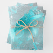 Blauwgroen vlinderbloem Zilver  Antiek Inpakpapier Vel (In situ)