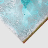 Blauwgroen vlinderbloem Zilver  Antiek Tissuepapier (Detail)