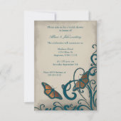 Blauwgroen vlinderbloembridale douche-uitnodiging kaart (Voorkant)