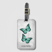 Blauwgroen vlinderbloemig Bagagelabel (Voorkant (verticaal))