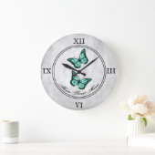 Blauwgroen vlinderbloemige acrylwandklok grote klok (Huis)