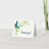 Blauwgroen vlinderbloemigen Dank u wel kaarten (Voorkant)