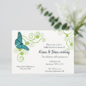 Blauwgroen vlinderbloemigen Vrijgezellenfeest uitn Kaart (Staand voorkant)