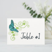 Blauwgroen vlinderbloemkaart voor ontvang kaart (Staand voorkant)