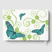 Blauwgroen vlinderdag voor gevierde vlinder gastenboek (Achterkant)