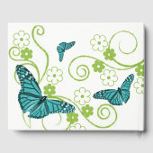 Blauwgroen vlinderdag voor gevierde vlinder gastenboek (Achterkant)