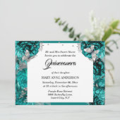 Blauwgroen vlinderelegant roos quinceanera kaart (Staand voorkant)