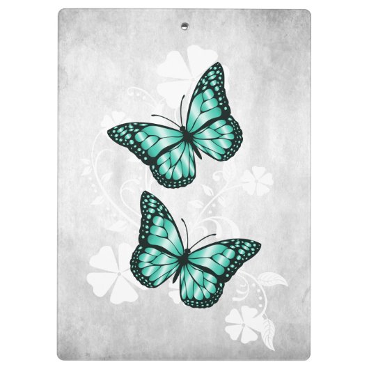 Blauwgroen vlinderklembord klembord (Achterkant)