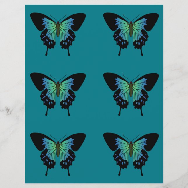 Blauwgroen vlinderlijk papier (Voorkant)