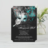 Blauwgroen vlindermaskerade maskerade kostuum Hall Kaart (Staand voorkant)