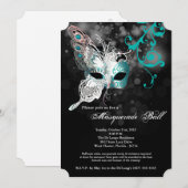 Blauwgroen vlindermaskerade maskerade kostuum Hall Kaart (Voorkant / Achterkant)