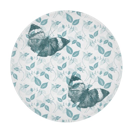 Blauwgroen Vlinders Snijplank (Voorkant)