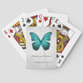 Blauwgroen vlinderspeelkaarten pokerkaarten (Achterkant)