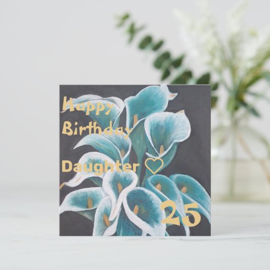 Blauwgroen Vloerverf Aangepaste dochter Birthday Kaart (Staand voorkant)
