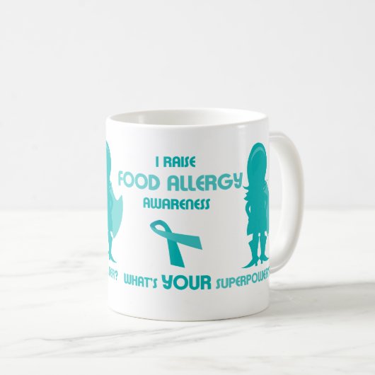 Blauwgroen voedingsmiddelenbewaking Silhouette Koffiemok (Voorkant rechts)