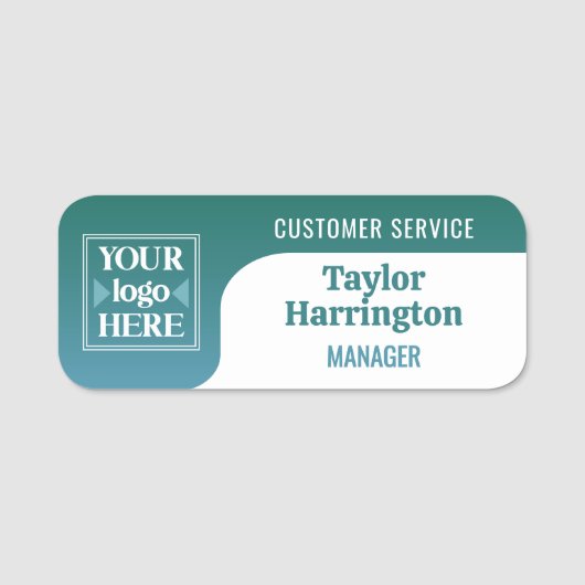 Blauwgroen Voeg de naam en titel van uw Logo-medew Naamplaatje (Voorkant)