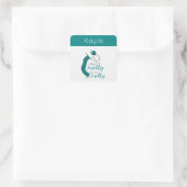 Blauwgroen voel ik me goed. vierkante sticker (Tas)