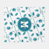 blauwgroen voetbal is mijn gelukkige plek fleece deken (Voorkant (Horizontaal))