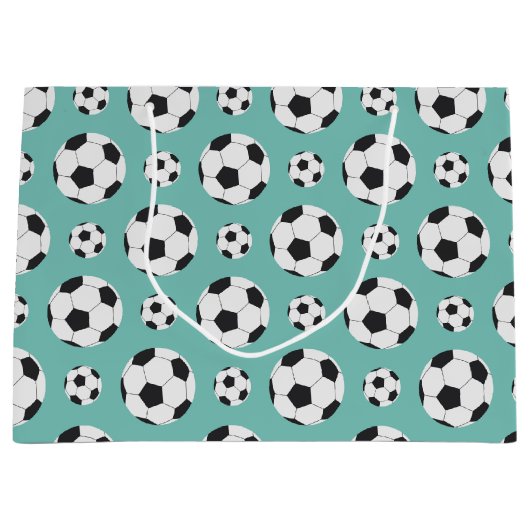 Blauwgroen Voetbal Pattern Green Blue Birthday Spo Groot Cadeauzakje (Voorkant)