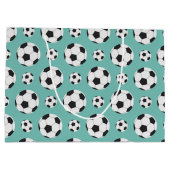 Blauwgroen Voetbal Pattern Green Blue Birthday Spo Groot Cadeauzakje (Achterkant)