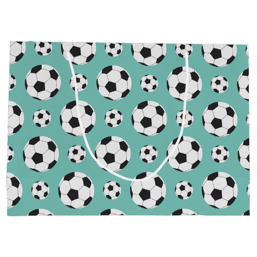 Blauwgroen Voetbal Pattern Green Blue Birthday Spo Groot Cadeauzakje (Achterkant)