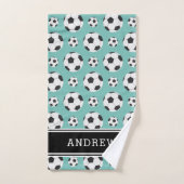Blauwgroen Voetballen Patroon Kind Boy Girl Player Bad Handdoek (Handdoek)