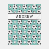 Blauwgroen Voetballen Patroon Kind Boy Girl Player Fleece Deken (Voorkant)