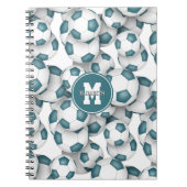 blauwgroen voetballen patroon kinder sporten notitieboek (Voorkant)