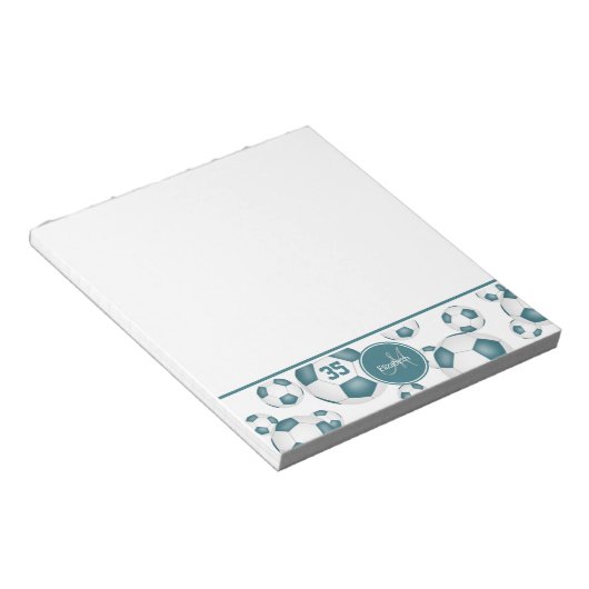 Blauwgroen voetballen Patroon Sport Accentent Notitieblok (Schuin)