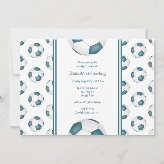 blauwgroen voetballen patroonverjaarfeest kaart (Voorkant)