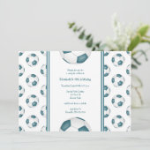 blauwgroen voetballen patroonverjaarfeest kaart (Staand voorkant)