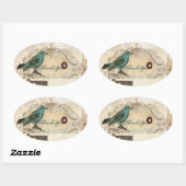 Blauwgroen Vogel  florale botanische bruiloft Ovale Sticker (Vel)