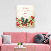  Blauwgroen vogelgriep Rood Floral Citaat Canvas Afdruk (Insitu (Woonkamer))