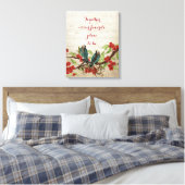  Blauwgroen vogelgriep Rood Floral Citaat Canvas Afdruk (Insitu (Slaapkamer))