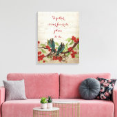 Blauwgroen vogelgriep Rood Floral Citaat Canvas Afdruk (Insitu (Woonkamer))